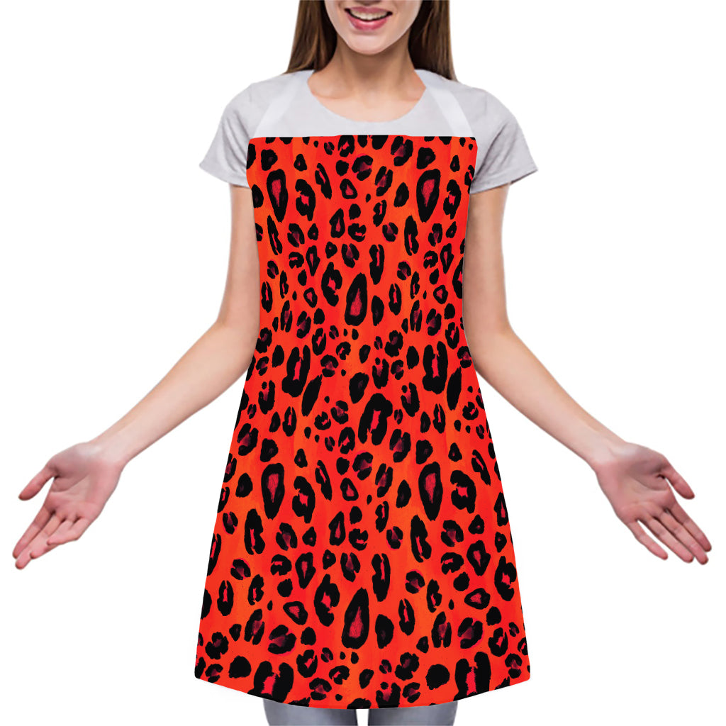 Orange Leopard Print Adjustable Apron