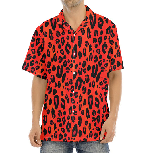 Orange Leopard Print Aloha Shirt