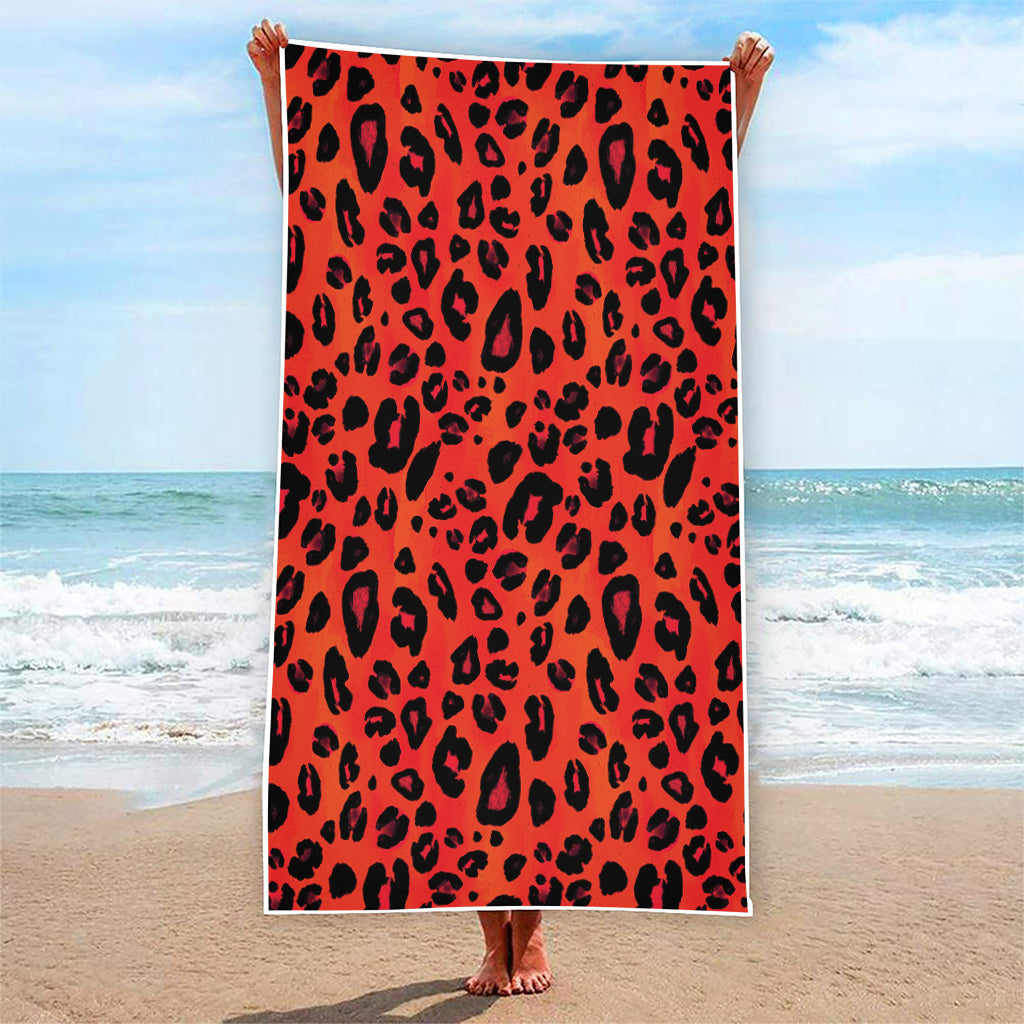 Orange Leopard Print Beach Towel