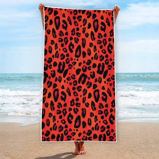 Orange Leopard Print Beach Towel