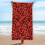 Orange Leopard Print Beach Towel