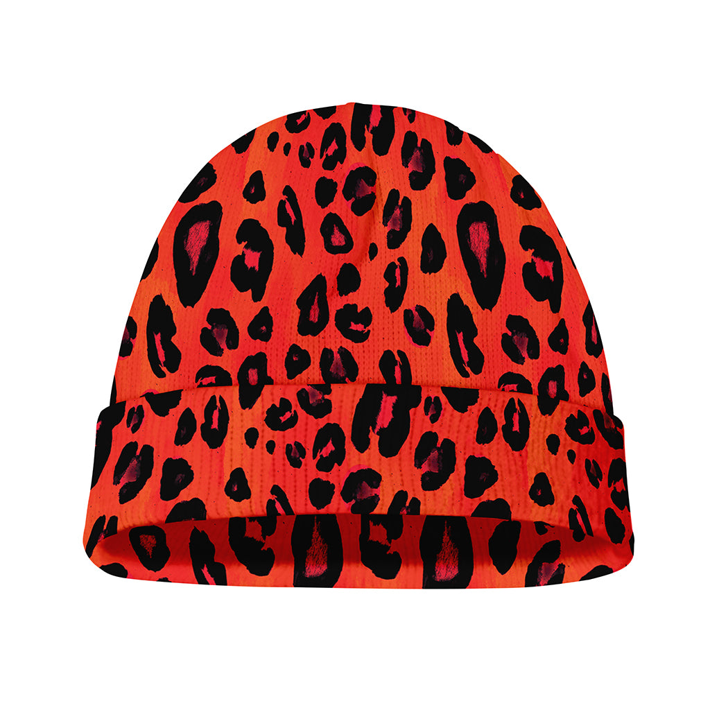 Orange Leopard Print Beanie