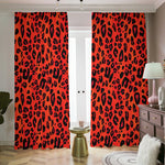 Orange Leopard Print Blackout Pencil Pleat Curtains
