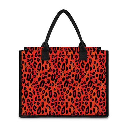 Orange Leopard Print Canvas Tote Bag