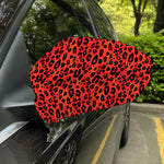Orange Leopard Print Car Side Mirror Covers