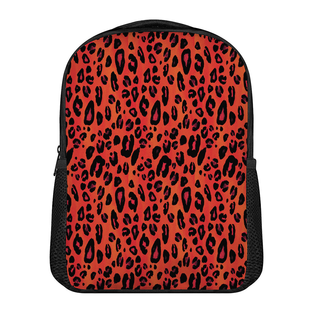 Orange Leopard Print Casual Backpack