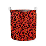Orange Leopard Print Collapsible Laundry Basket