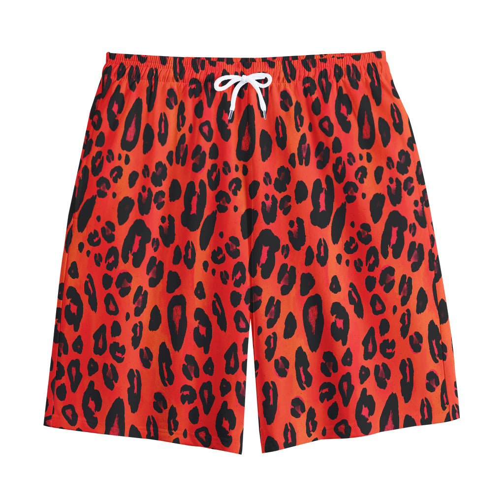 Orange Leopard Print Cotton Shorts