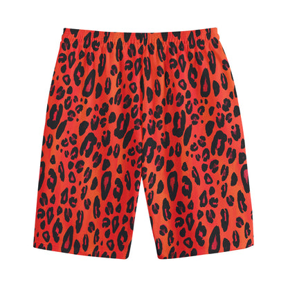 Orange Leopard Print Cotton Shorts