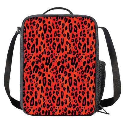 Orange Leopard Print Crossbody Lunch Bag
