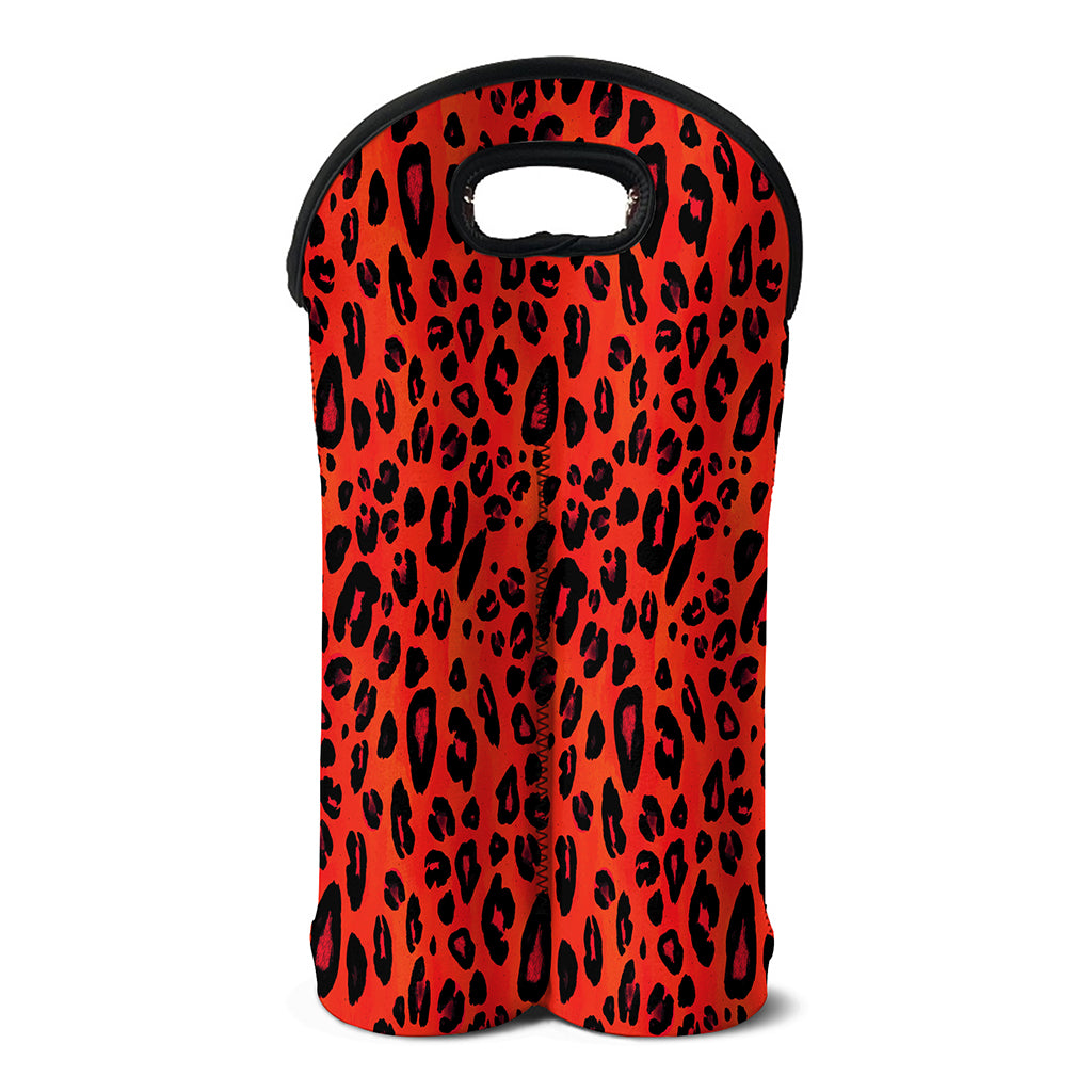 Orange Leopard Print Double Neoprene Wine Tote