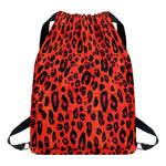 Orange Leopard Print Drawstring Backpack