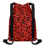 Orange Leopard Print Drawstring Backpack