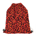 Orange Leopard Print Drawstring Bag