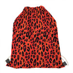 Orange Leopard Print Drawstring Bag
