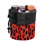 Orange Leopard Print Drawstring Makeup Bag