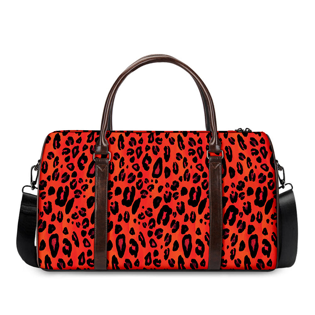 Orange Leopard Print Duffle Bag