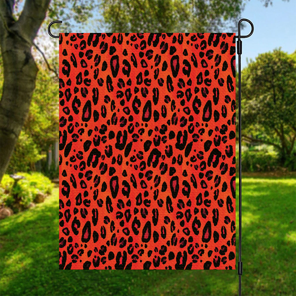 Orange Leopard Print Garden Flag