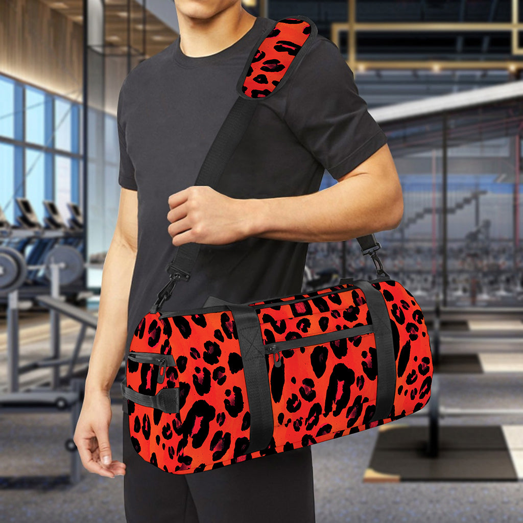 Orange Leopard Print Gym Bag