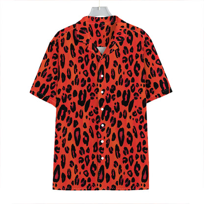 Orange Leopard Print Hawaiian Shirt