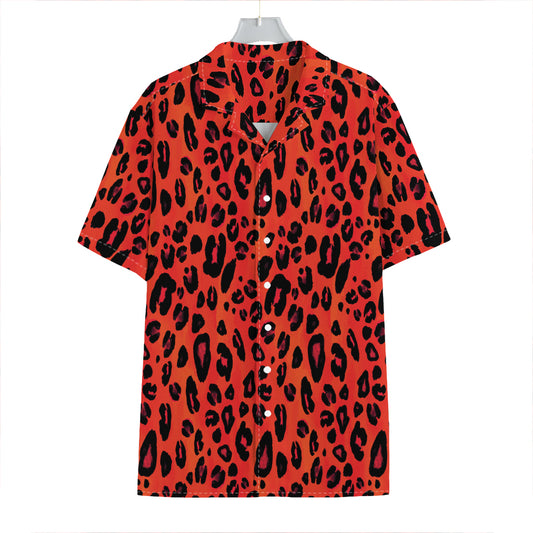 Orange Leopard Print Hawaiian Shirt