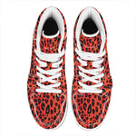 Orange Leopard Print High Top Leather Sneakers