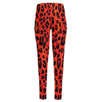 Orange Leopard Print High-Waisted Pocket Leggings