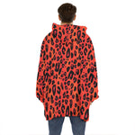 Orange Leopard Print Hoodie Blanket
