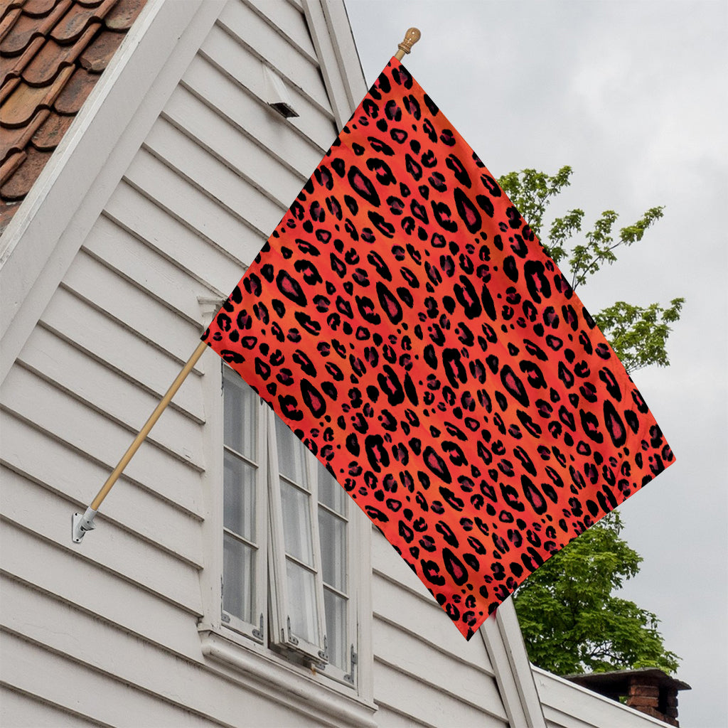 Orange Leopard Print House Flag