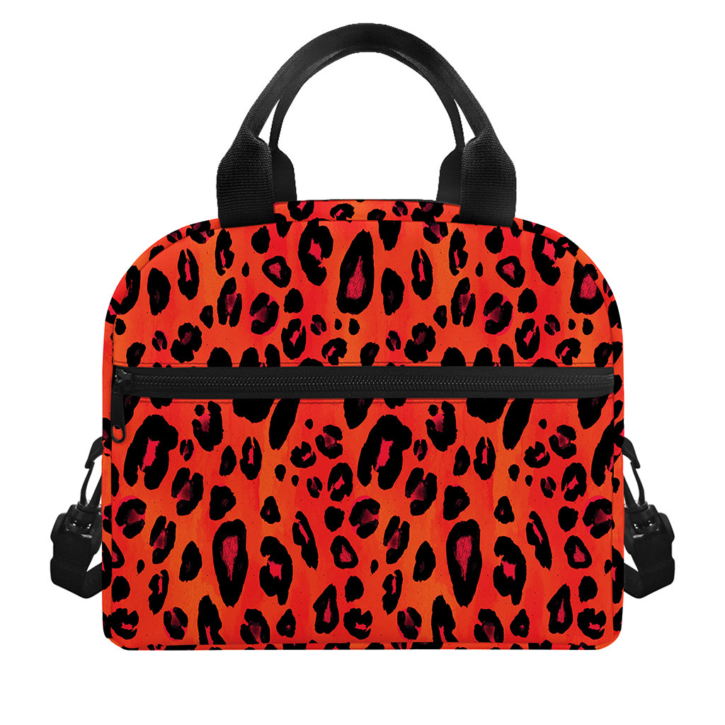 Orange Leopard Print Insulated Lunch Bag