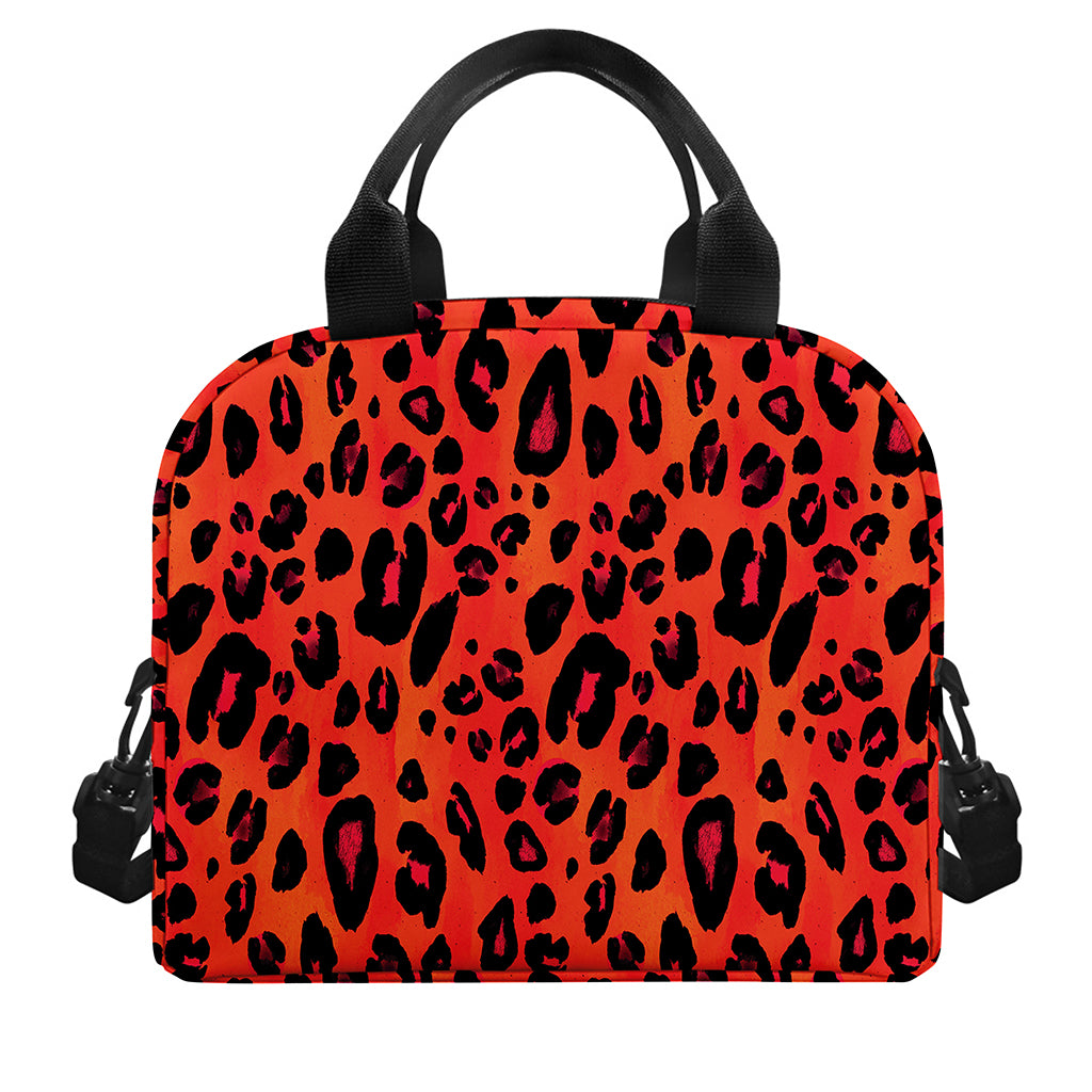 Orange Leopard Print Insulated Lunch Bag