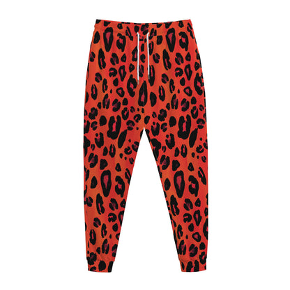 Orange Leopard Print Jogger Pants