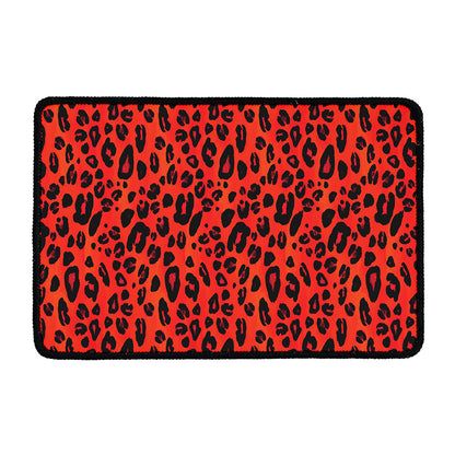Orange Leopard Print Kitchen Mat