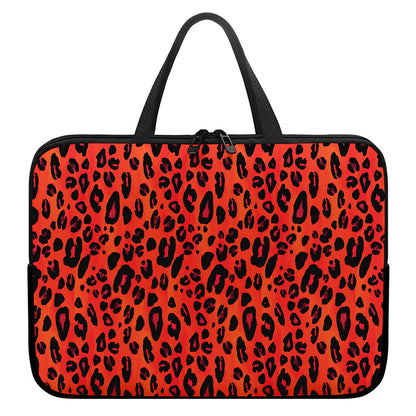 Orange Leopard Print Laptop Sleeve With Handle