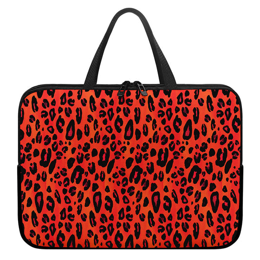 Orange Leopard Print Laptop Sleeve With Handle