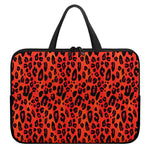 Orange Leopard Print Laptop Sleeve With Handle