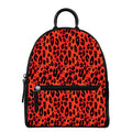 Orange Leopard Print Leather Backpack