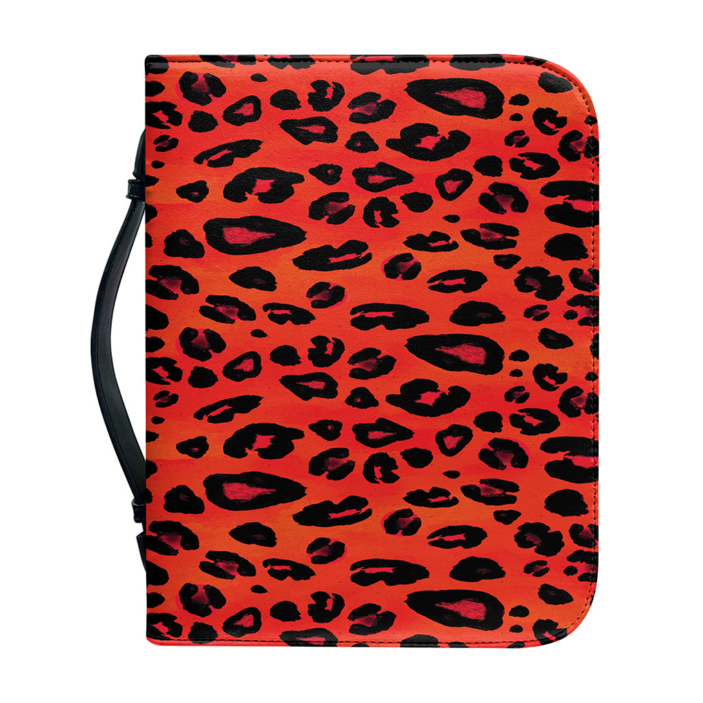 Orange Leopard Print Leather Bible Cover