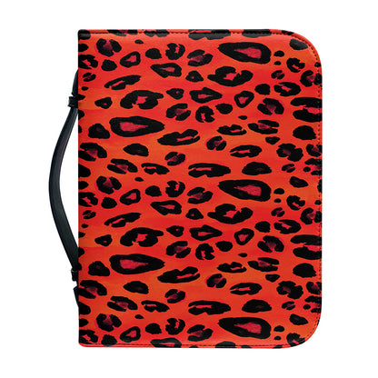 Orange Leopard Print Leather Bible Cover