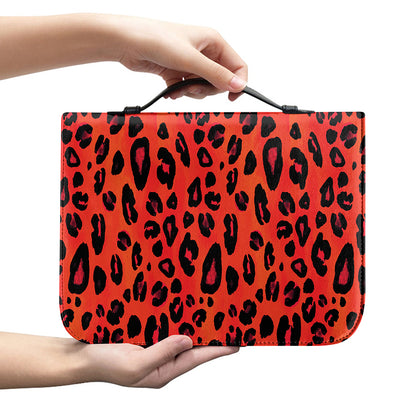 Orange Leopard Print Leather Bible Cover