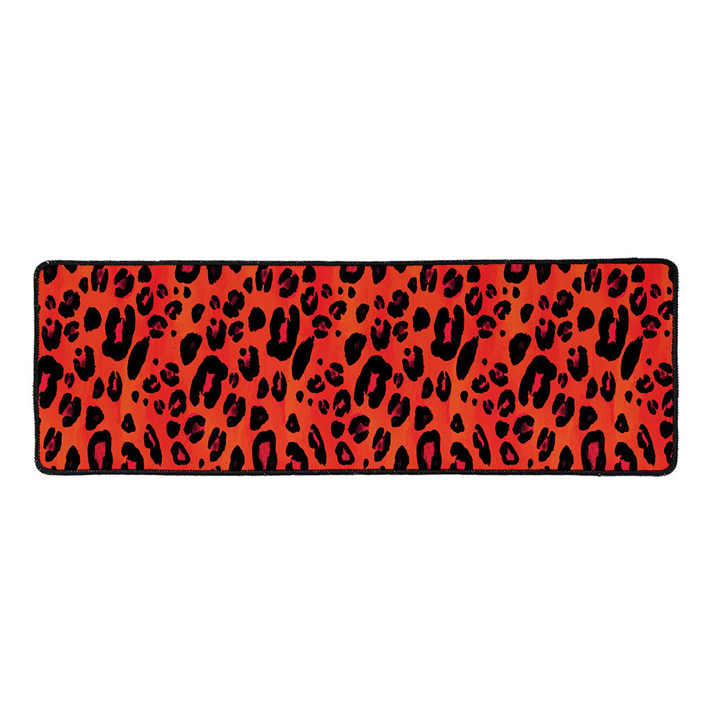 Orange Leopard Print Long Kitchen Mat