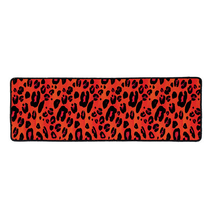 Orange Leopard Print Long Kitchen Mat
