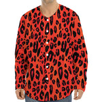 Orange Leopard Print Long Sleeve Baseball Jersey