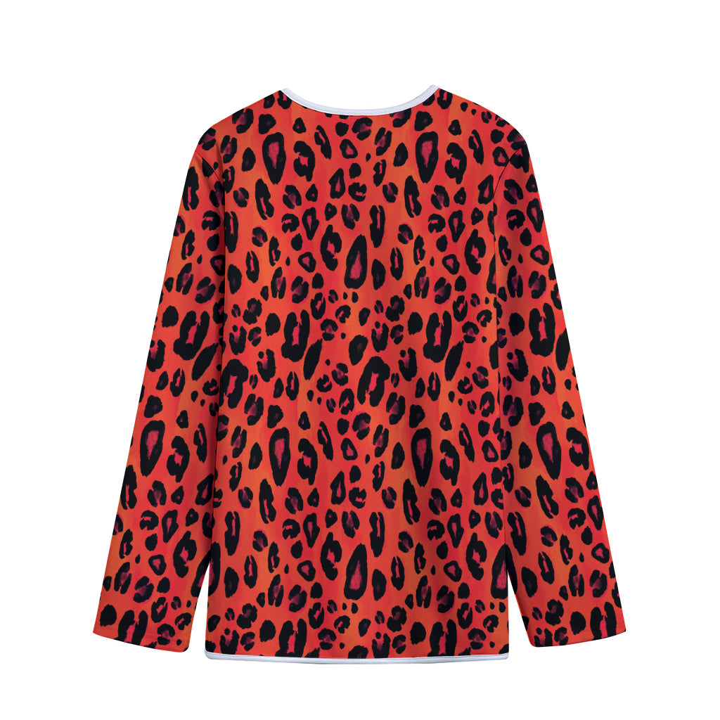 Orange Leopard Print Long Sleeve Short Coat