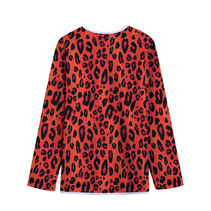 Orange Leopard Print Long Sleeve Short Coat