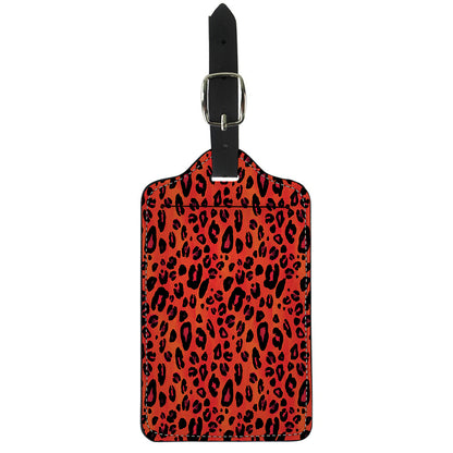 Orange Leopard Print Luggage Tag