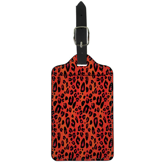 Orange Leopard Print Luggage Tag