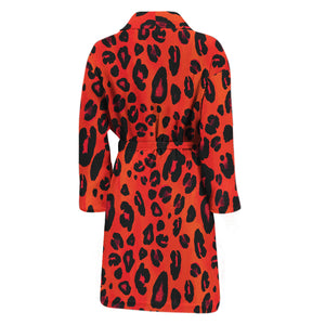 Orange Leopard Print Men's Bathrobe