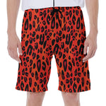 Orange Leopard Print Men's Beach Shorts