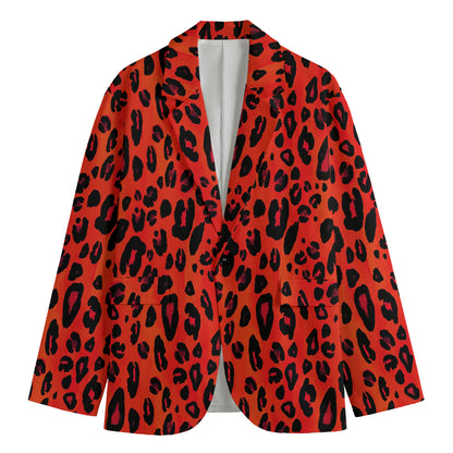 Orange Leopard Print Men's Blazer